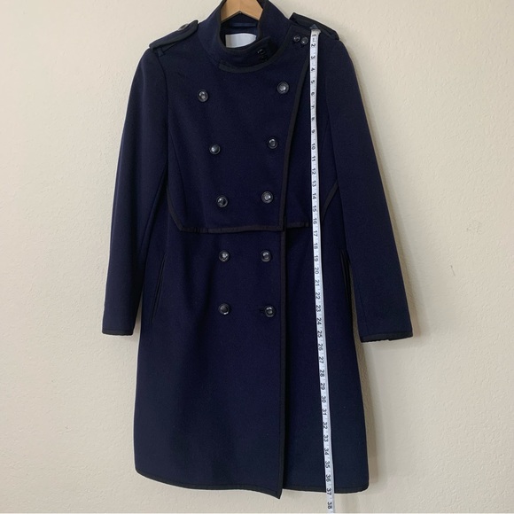 3.1 Phillip Lim Blue Wool Double Breasted Long Coat Women’s Size 8 High Collar - Picture 11 of 16